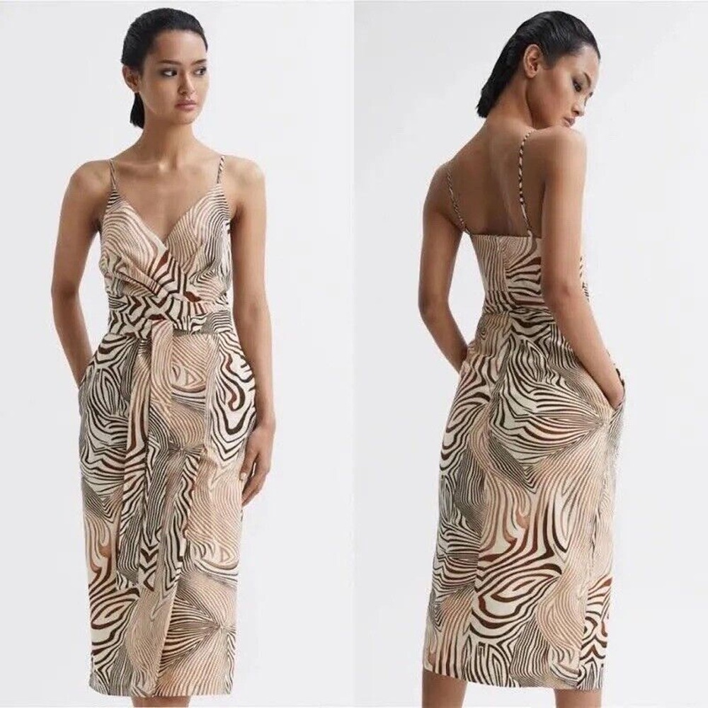 NEW NWT REISS Rosie Animal Print Midi Dress SIZE US 10 $320